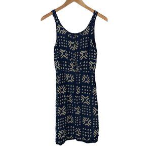Anthropologie Sariah Dress Gameboard Silk Sleeveless Navy Blue Size 0 Tank